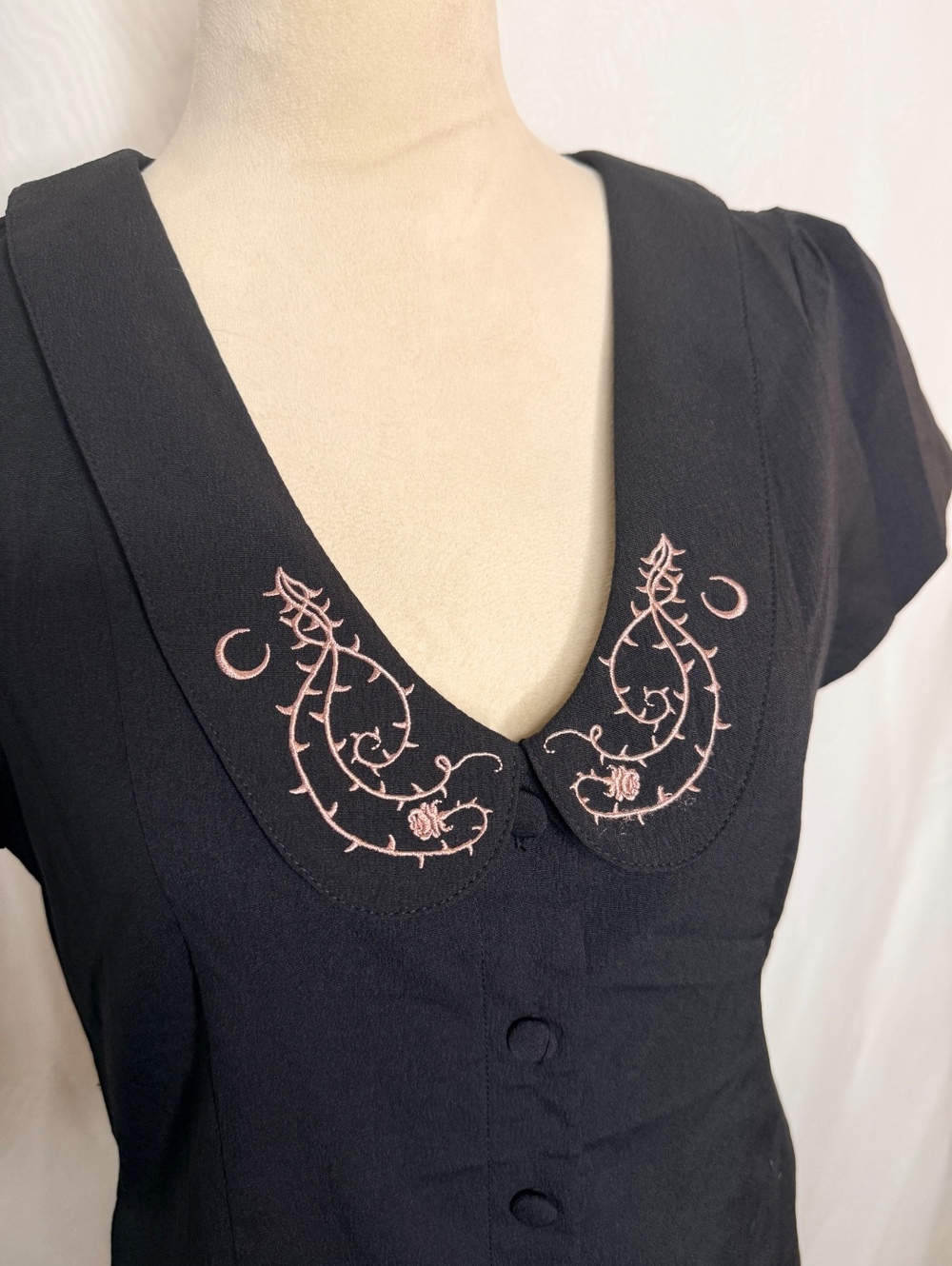 Disturbia Rosethorn Embroidered Collar Mini Dress - Picture 2 of 10